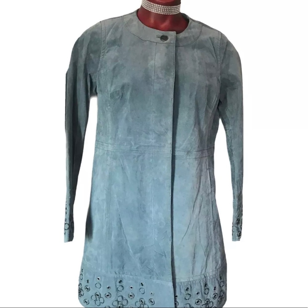 Women’s Sexy Bradley Bayou Blue Leather Jacket  S